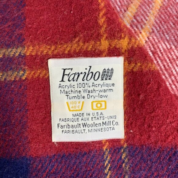 VTG Lot of 2 FARIBO Plaid Tartan Stadium Lap Blanket Throws Acrylic Made In USA - Picture 2 of 5